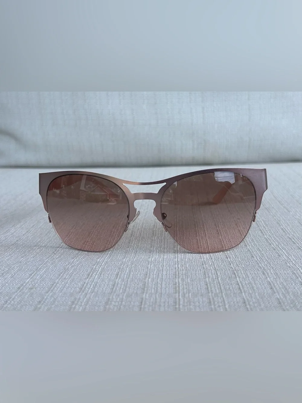 Tory Burch Rose Gold Frame Sunglasses with Brown Gradient Lenses